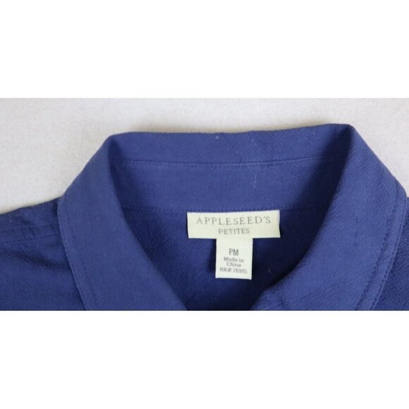 APPLESEED'S - WOMEN'S BLUE SHORT SLEEVE BUTTON-UP TOP SHIRT SIZE PM - Picture 4 of 6